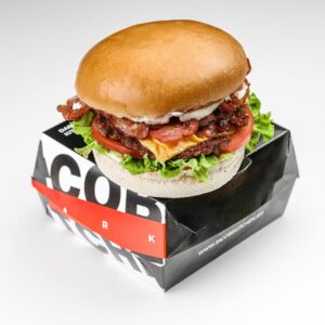 Hamburger with bacon